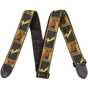 Correa Fender 099-0681-000 Monogrammed Negra/Amarilla/Marrón 2