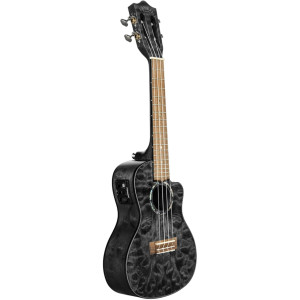 Ukelele Concert Lanikai QM-BKCEC Quilted Maple Electrificado Black